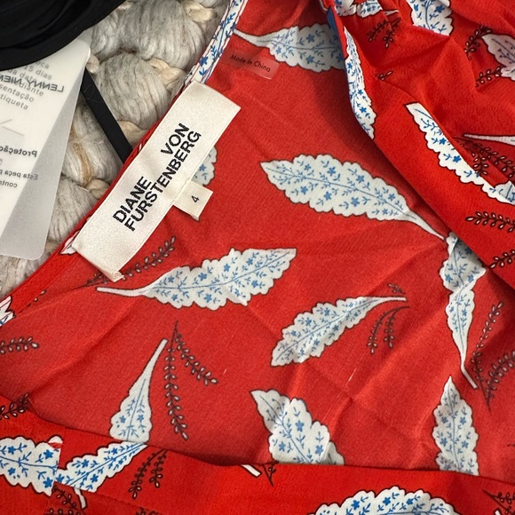 Diane Von Furstenberg Cordelia Vibrant Red Midi Dress with White Pattern - Picture 8 of 9